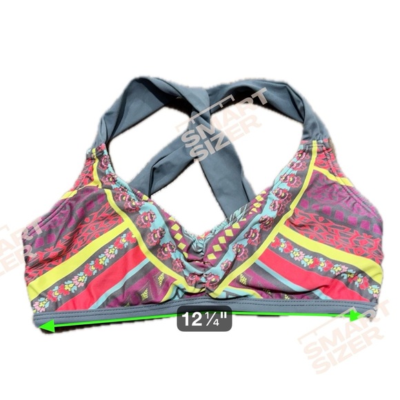 Title Nine Gray Pink Floral Geometric Bikini Top Twist Racerback Size Small - Picture 3 of 8